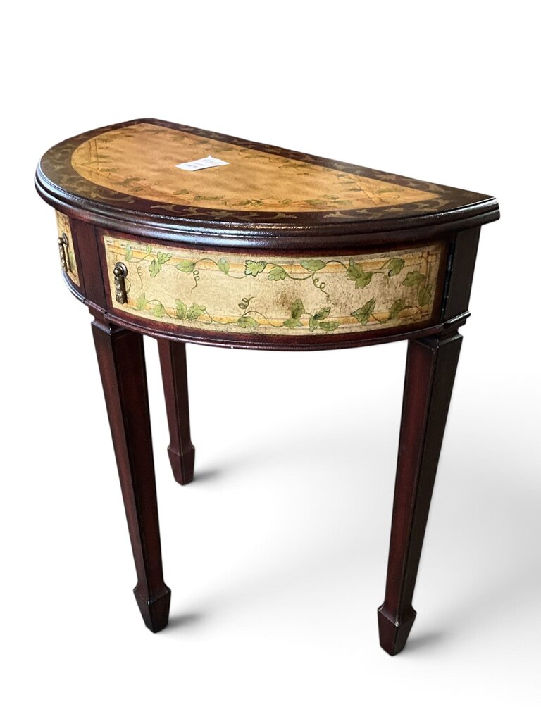 Half Cresent Table W/ 2 Swing Out Drawers