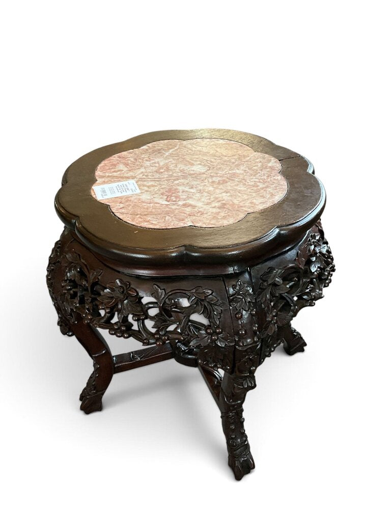 Antique Chinese Hand Carved Marble Top Table