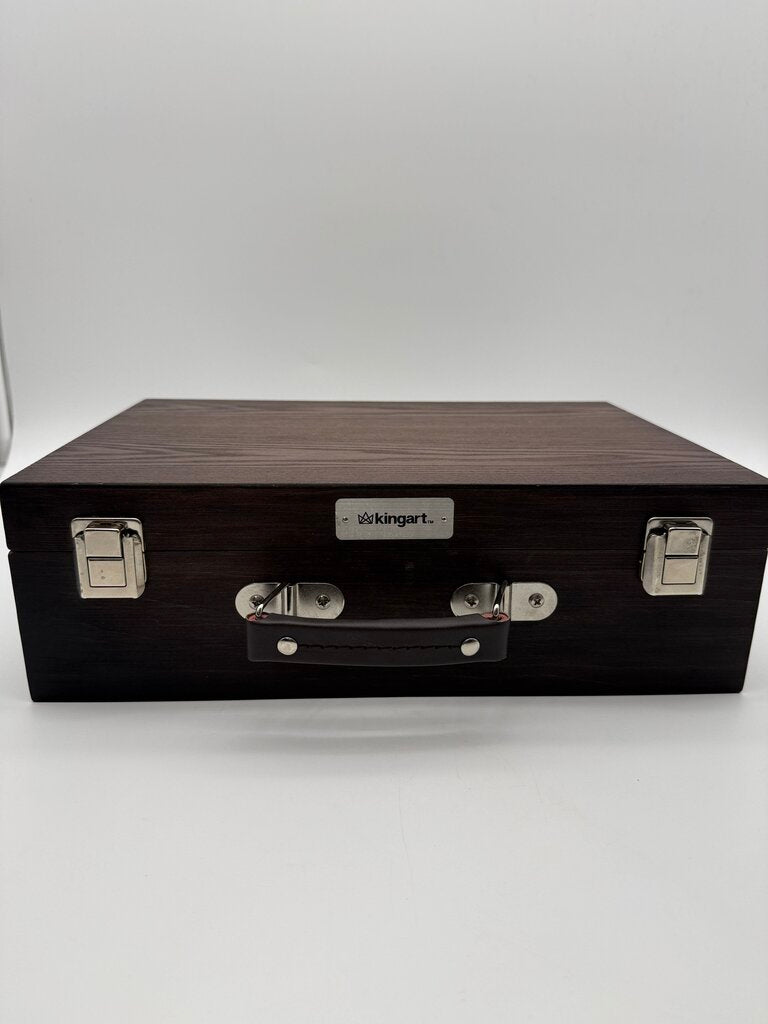 KingArt Wooden Artist Storage Box 2-Tier Espresso Finish /rw