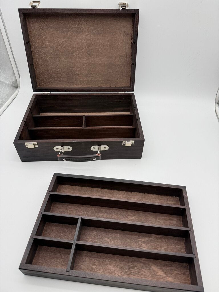 KingArt Wooden Artist Storage Box 2-Tier Espresso Finish /rw