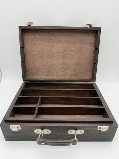 KingArt Wooden Artist Storage Box 2-Tier Espresso Finish /rw