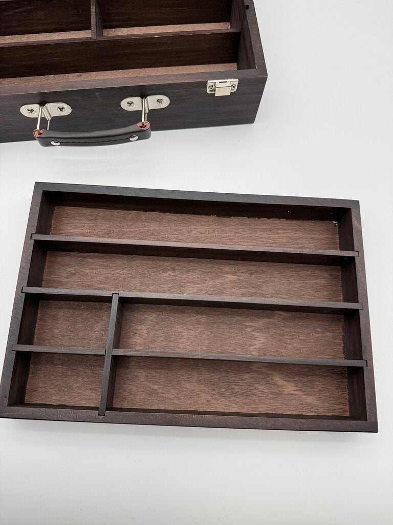 KingArt Wooden Artist Storage Box 2-Tier Espresso Finish /rw