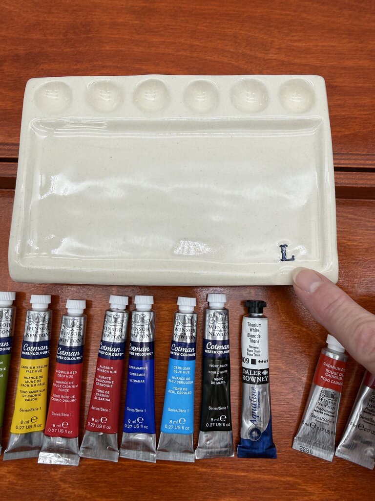Artist Supplies Winsor & Newton Water Colours, Ceramic Palette, Wood Storage Case /rw