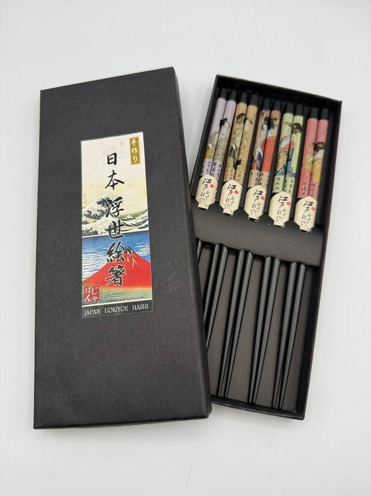 Handmade Japanese Ukiyoe Hashi Chopsticks Box Set /ro