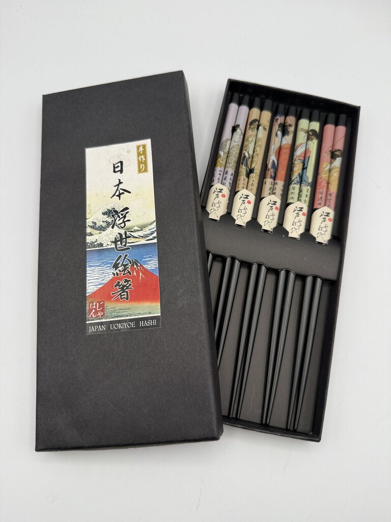 Handmade Japanese Ukiyoe Hashi Chopsticks Box Set /ro