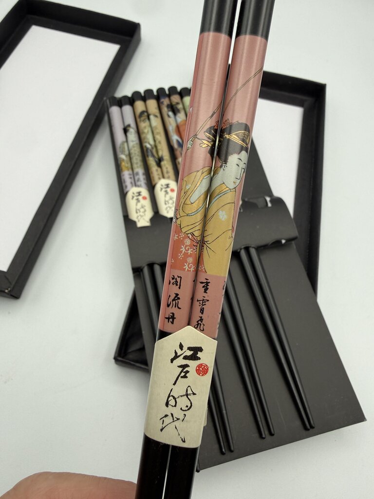 Handmade Japanese Ukiyoe Hashi Chopsticks Box Set /ro