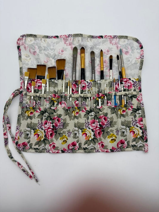 Artist Paint Brush set of 29 brushes in Canvas Soft Roll Case /roh