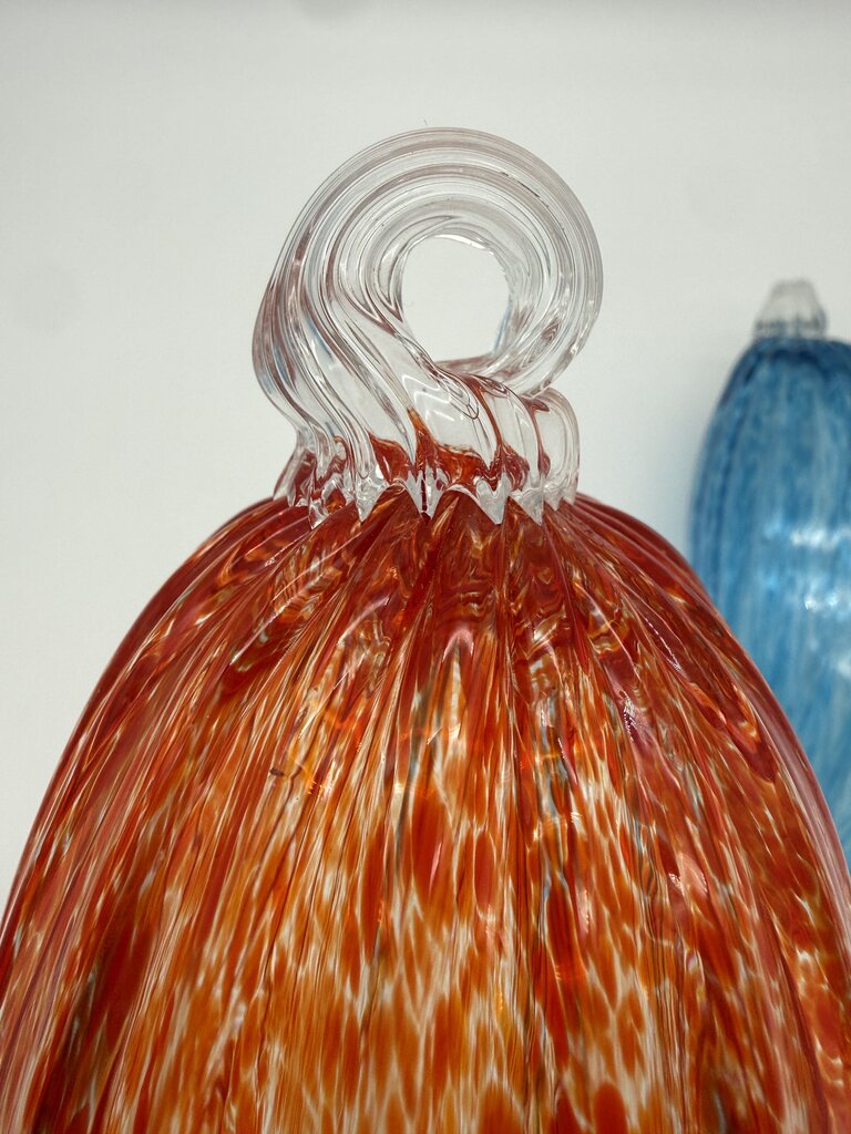 Hand Blown Decorative Glass Ornaments Blue & Orange 16” Long /roh