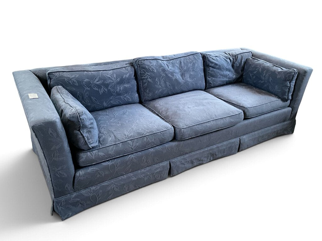 Blue Floral Patterned Track Arm Sofa