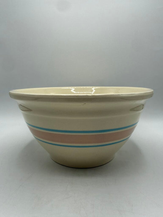 VTG McCoy Pottery #10 Mixing Bowl Pink and Blue Stripes /rw