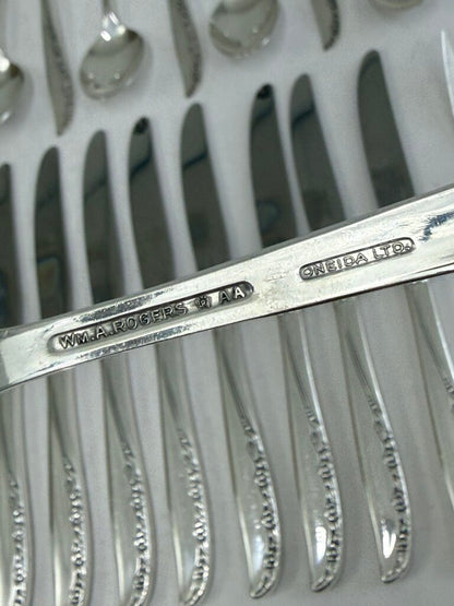Oneida WM Rogers SilverPlate Flatware Brittany Rose 47 PCs./ro
