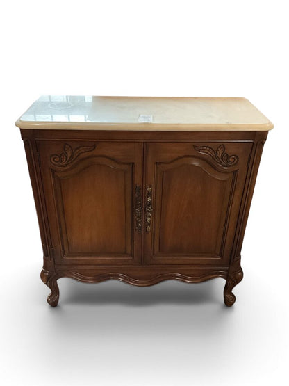 French Provincial Styled Marble Top Cabinet