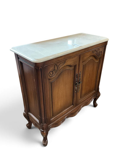 French Provincial Styled Marble Top Cabinet