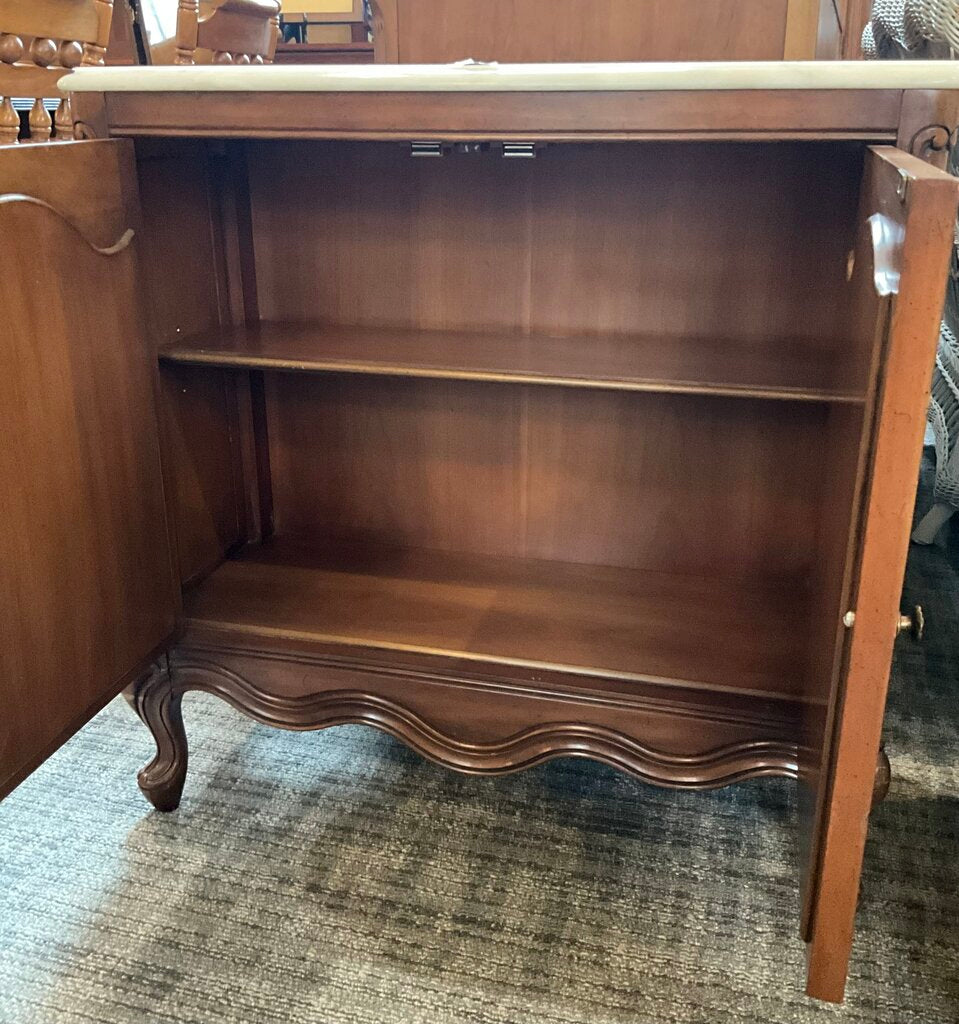 French Provincial Styled Marble Top Cabinet