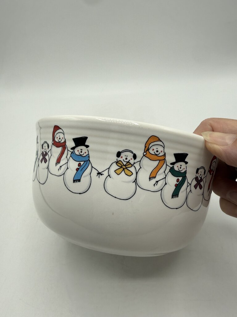 Homer Laughlin Fiestaware White Snowmen Gusto Bowl /rc
