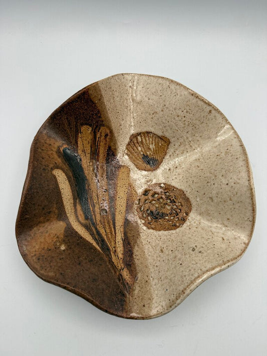 Fritz Rossman Stoneware Dish Sandscape Willows Bowl Signed /ro