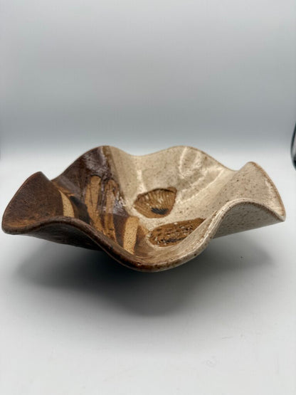 Fritz Rossman Stoneware Dish Sandscape Willows Bowl Signed /ro