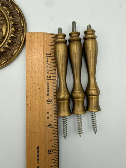 VTG Set of 3 Solid brass Round Ornate Curtain Tie/PullBacks /roh