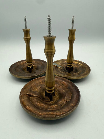 VTG Set of 3 Solid brass Round Ornate Curtain Tie/PullBacks /roh