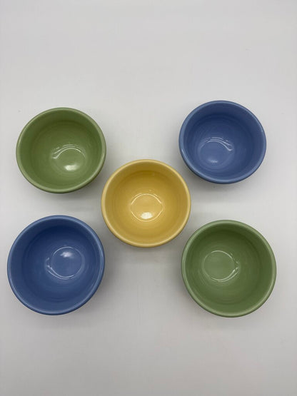 Set of 5 Henn Pottery Solid Color Bowls 4.5” Diameter /roh