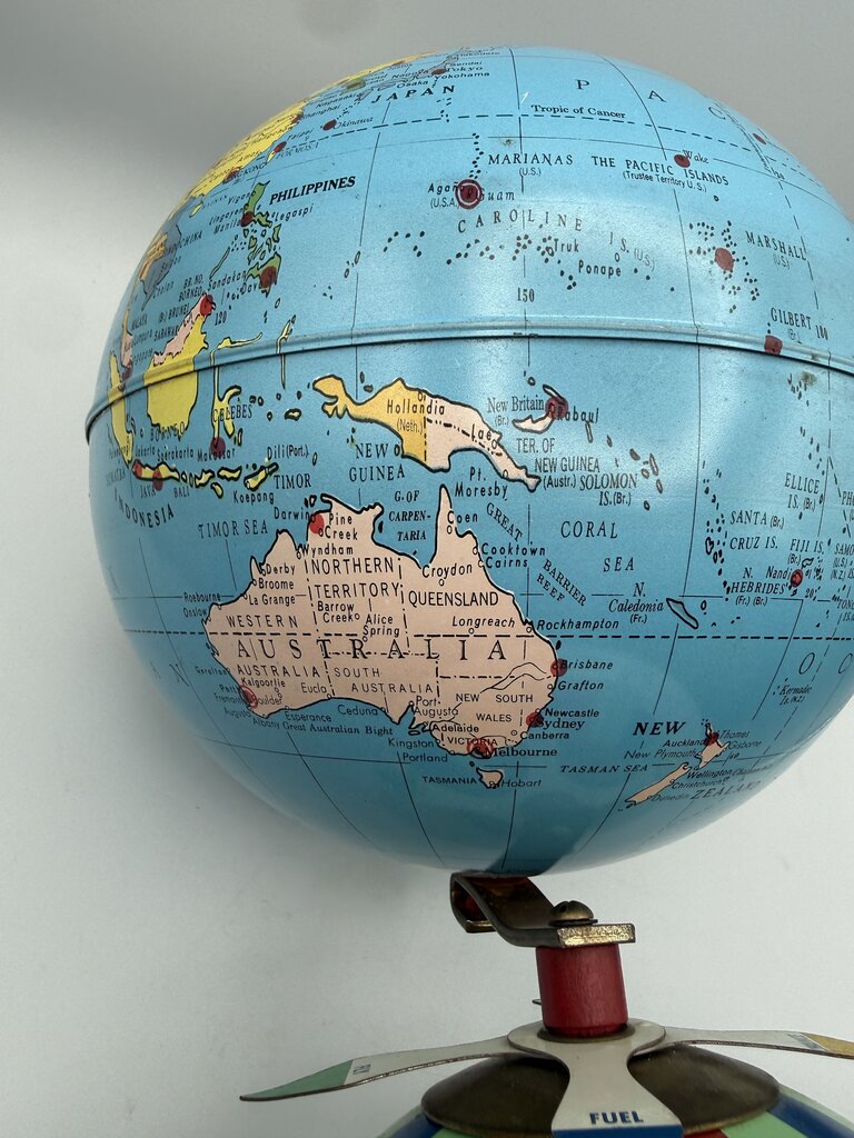 Vtg. Replogle Globes Inc 8” Magnetic Air Race Globe w/3 Planes /ro