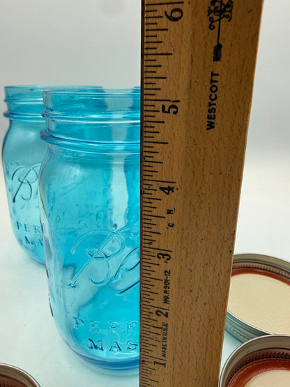Set of 3 Ball Blue Perfect Mason Jar Pint 100 Years /roh