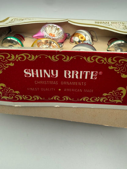 Vintage Set of 10 Glass Ornaments Shiny Brite & Blown Glass in Box /rw