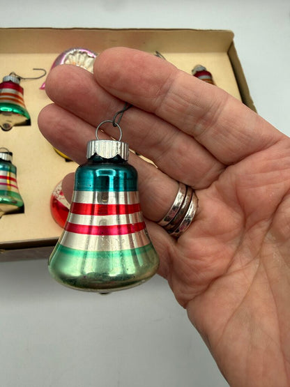 Vintage Set of 10 Glass Ornaments Shiny Brite & Blown Glass in Box /rw