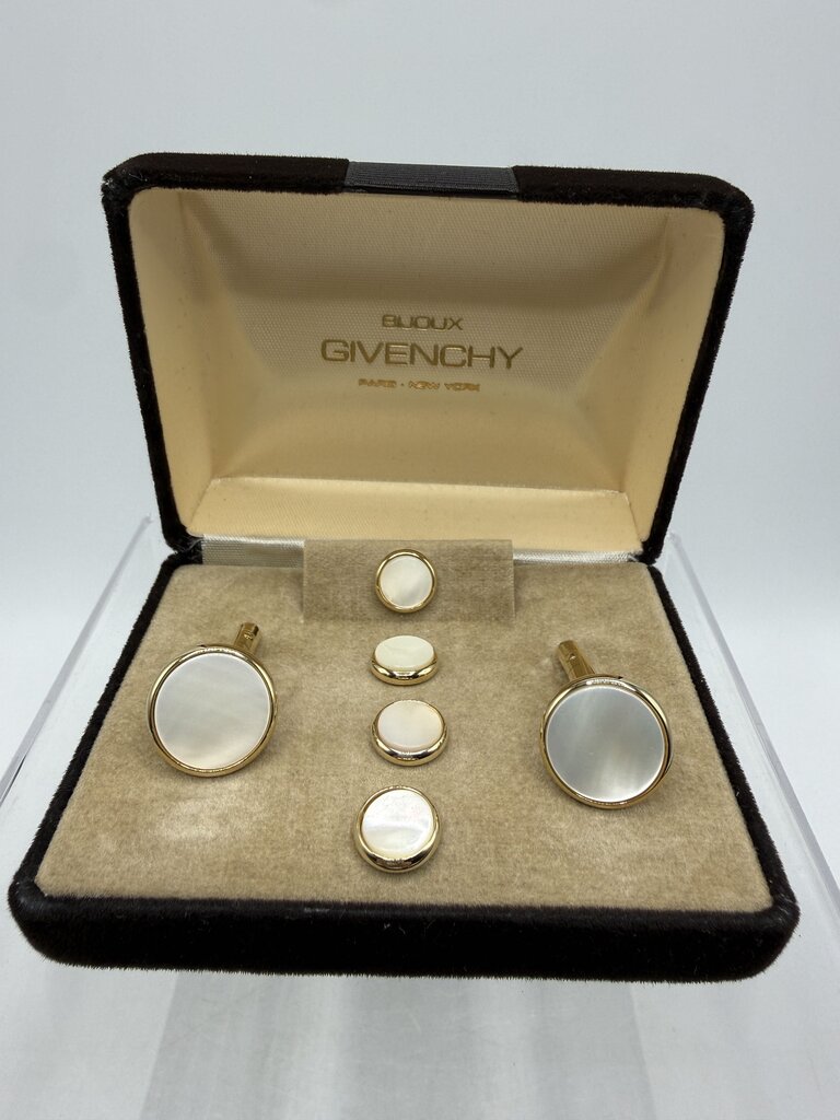 Givenchy Bijoux Gold Tone Cuff Links & Button Covers /ro