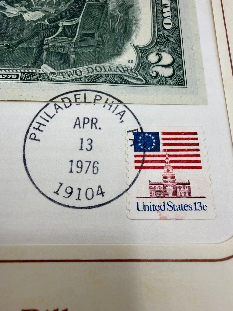 Bicentennial First Day Of Issue Jefferson Commemorative Two Dollar Bill /ro