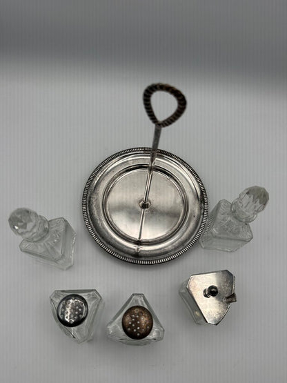 VTG 5 Piece Cruet Condiment Set Italian Crystal /ro