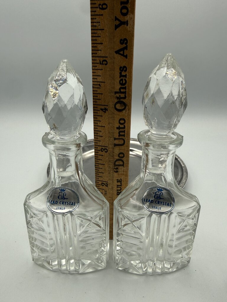 VTG 5 Piece Cruet Condiment Set Italian Crystal /ro