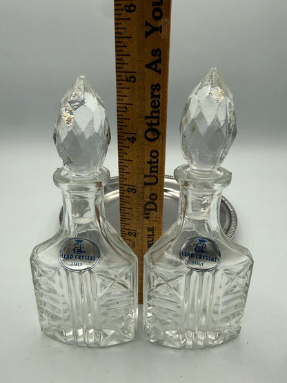 VTG 5 Piece Cruet Condiment Set Italian Crystal /ro