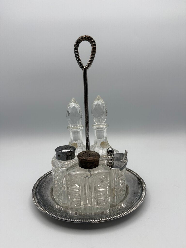 VTG 5 Piece Cruet Condiment Set Italian Crystal /ro