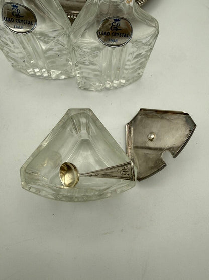VTG 5 Piece Cruet Condiment Set Italian Crystal /ro