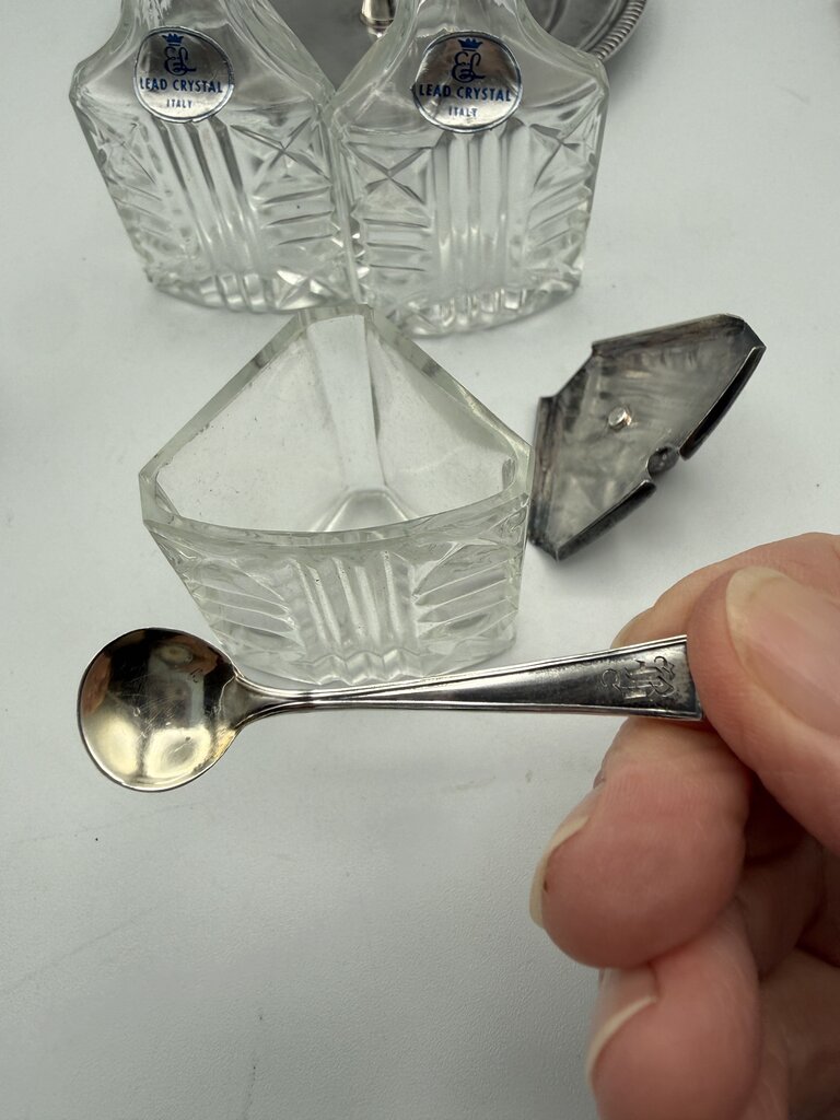 VTG 5 Piece Cruet Condiment Set Italian Crystal /ro