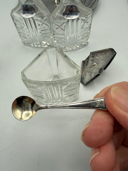 VTG 5 Piece Cruet Condiment Set Italian Crystal /ro
