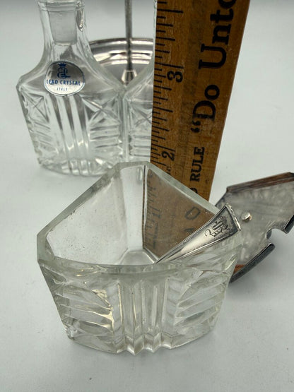 VTG 5 Piece Cruet Condiment Set Italian Crystal /ro