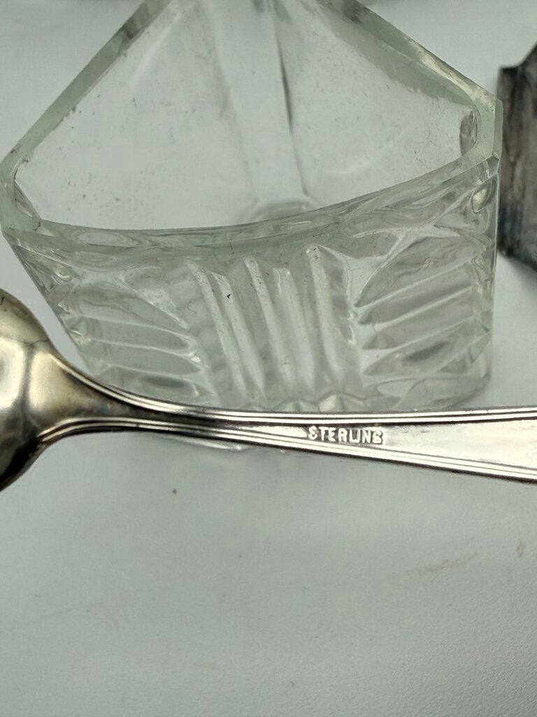 VTG 5 Piece Cruet Condiment Set Italian Crystal /ro