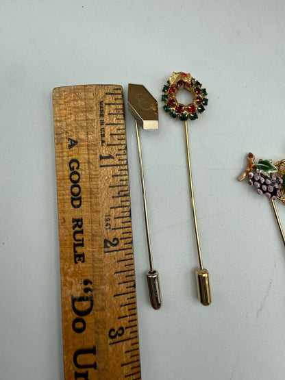 Lot of 7 Vintage Stick Pins Gold Tone /ro