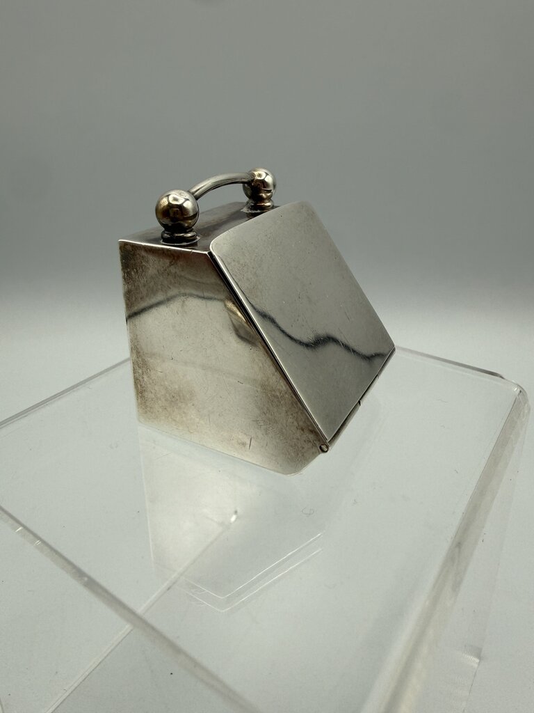 Antique Victorian Clark & Sewell Silver Coal Scuttle Ring/Stamp Box /ro