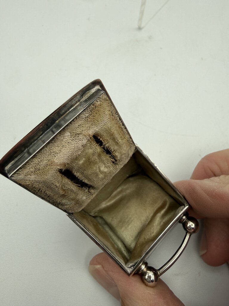 Antique Victorian Clark & Sewell Silver Coal Scuttle Ring/Stamp Box /ro