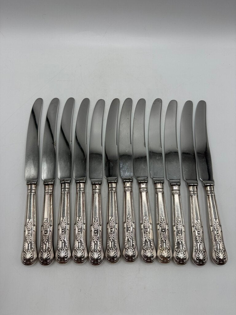 VTG set of 12 Kings Pattern Table Knives Sheffield England /rw