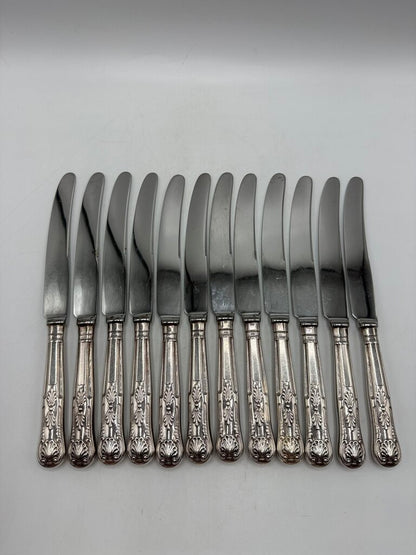 VTG set of 12 Kings Pattern Table Knives Sheffield England /rw