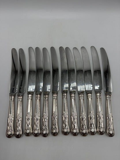 VTG set of 12 Kings Pattern Table Knives Sheffield England /rw