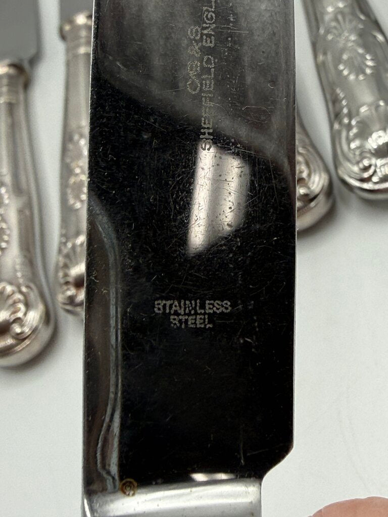 VTG set of 12 Kings Pattern Dessert Knives Sheffield England /rw