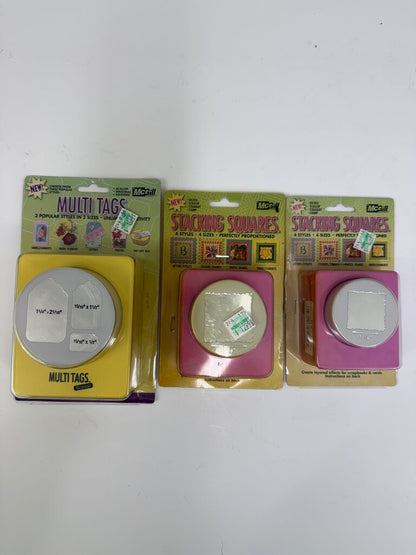 McGill Creativity Square Paper Punch Lot of 3 Squares & Tags /ro