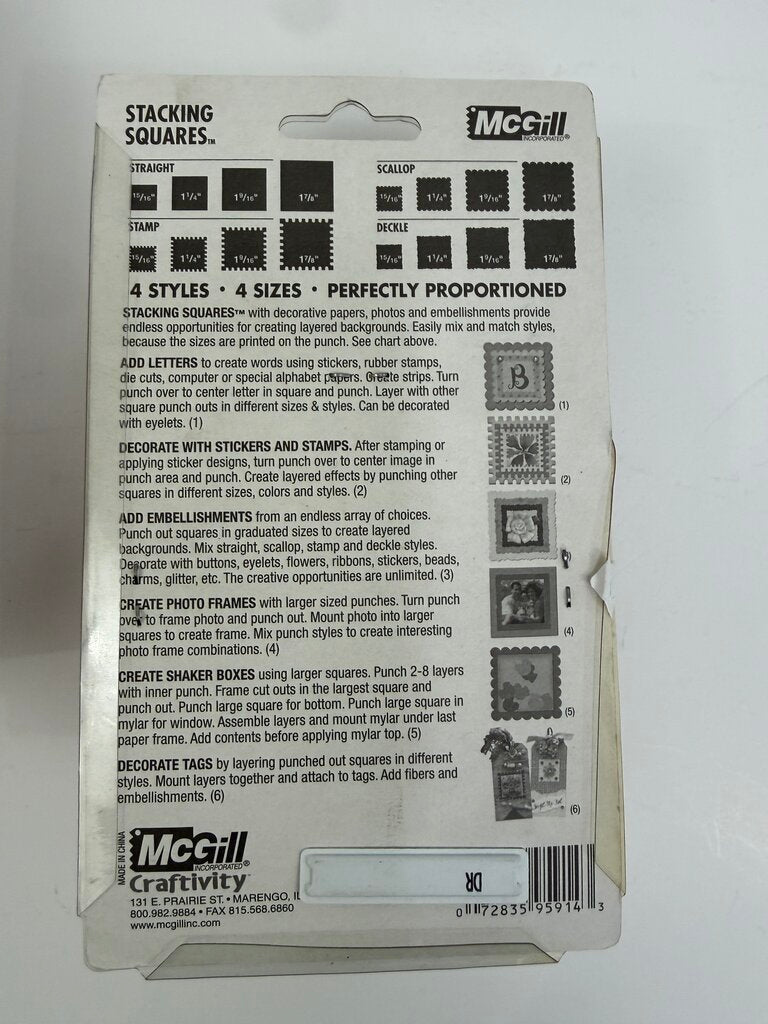 McGill Creativity Square Paper Punch Lot of 3 Squares & Tags /ro