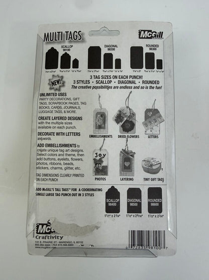 McGill Creativity Square Paper Punch Lot of 3 Squares & Tags /ro