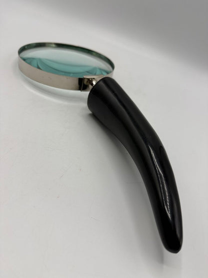 VTG 6” Diameter Magnifying Glass Horn Shape Handle /ro